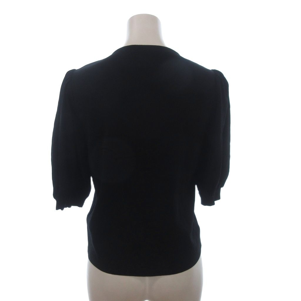 ルネ Rene 美品 カーディガン ニット 半袖 フルジップ 6422100 黒