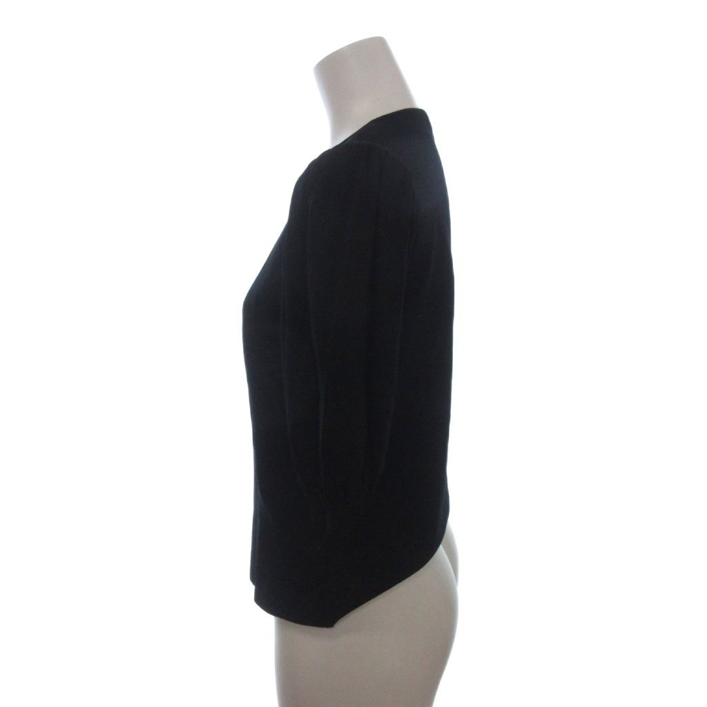 ルネ Rene 美品 カーディガン ニット 半袖 フルジップ 6422100 黒