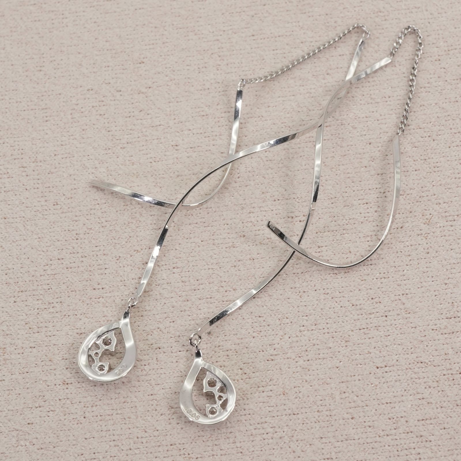 美品 ジュエリーツツミ K18WG ダイヤ ロング ピアス/26-0369 - メルカリ