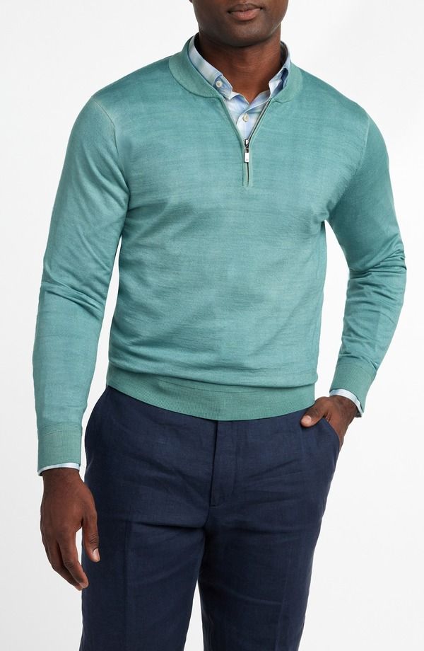 デイビッドドナヒュー メンズ アウター ニット・セーター ハーフジップ ウール Davidonahue Skipper Merino Wool Blend Quarter Zip Sweater BE