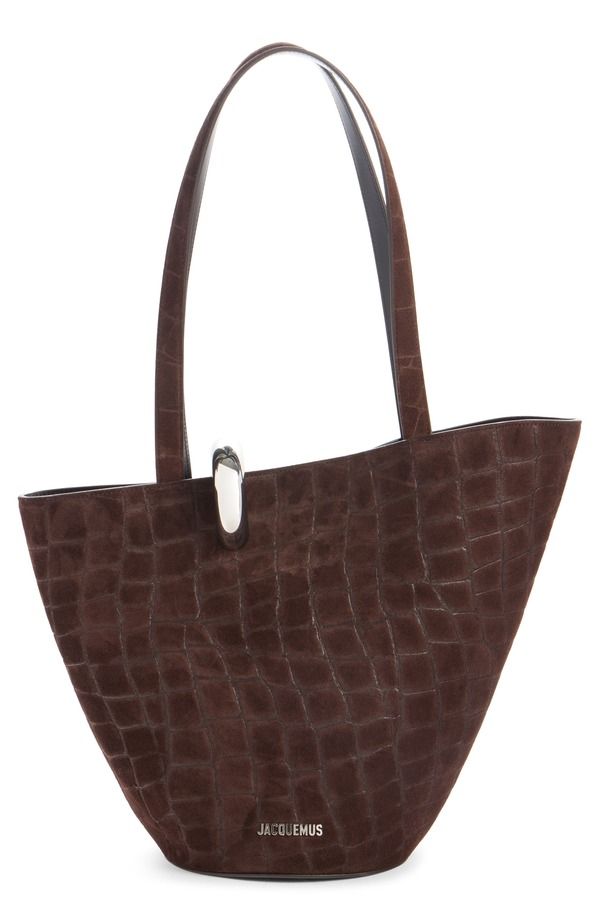 ジャクエムス レディース バッグ スエード Jacquemus Le Bambola Moyen Croc Embossed Suede Bucket Bag DARK BROWN 880 ブラウン
