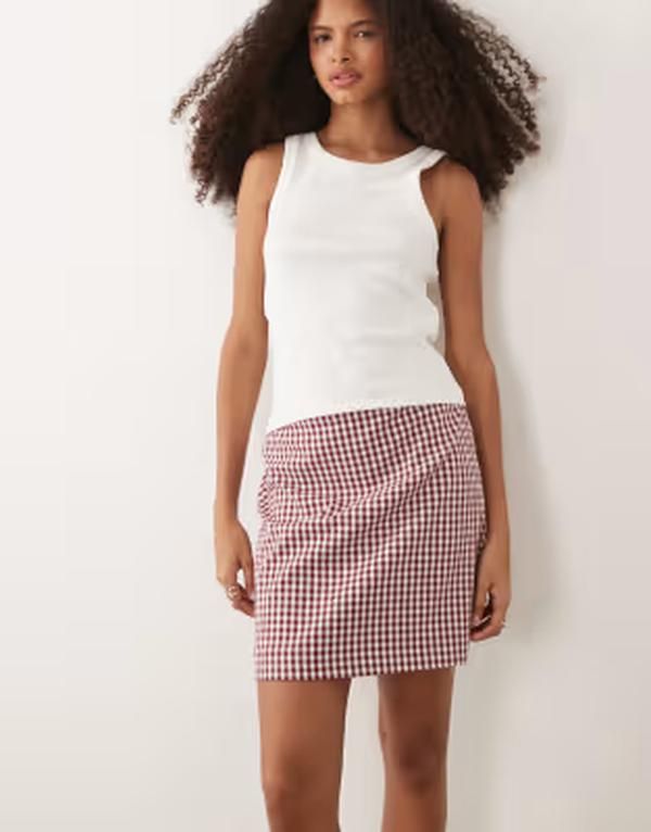 ノーバディーズ チャイルド レディース ボトムスカート ギンガムチェック ミニ ギンガム Nobodys Child tailo red pelmet mini skirt gingham Red c