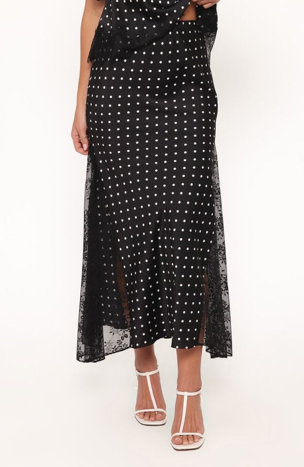 ペタルアンドパップ レディース ボトムスカート レース Petal Pup Ailbhe Lace Skirt BLACK POLKA DOT ブラック