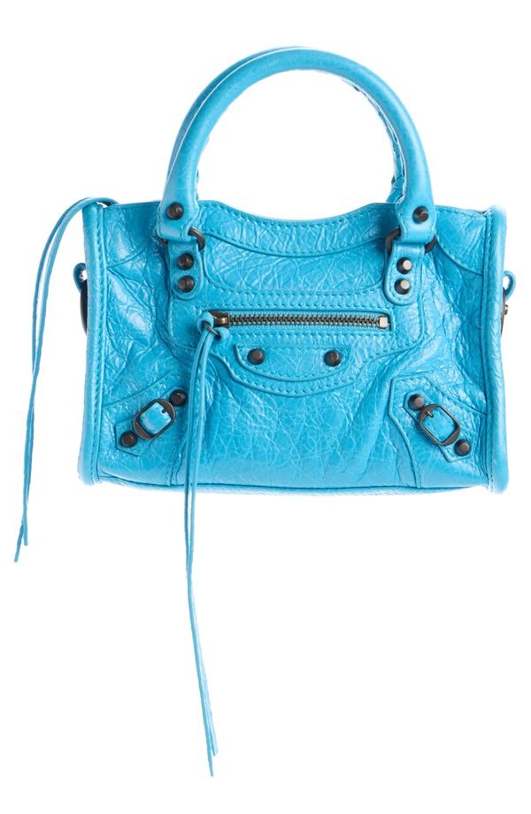 バレンシアガ レディース バッグ レザー Balenciaga Nano Le City Leather Convertible Crossbody Bag 4515 BLEU CYAN シアン