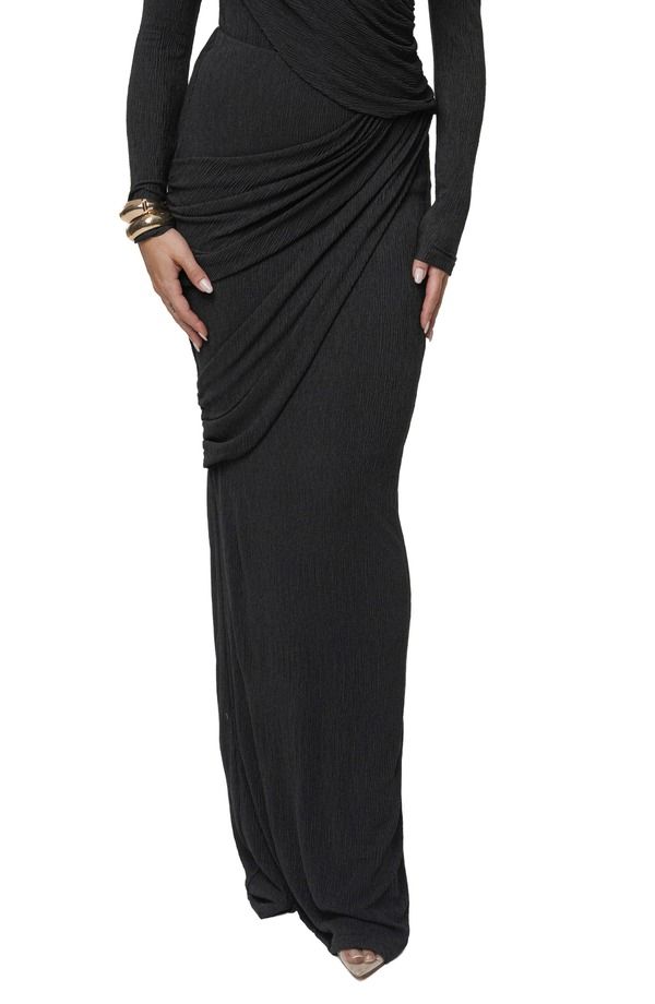 ジェイラックスレーベル レディース ボトムスカート マキシ JLUXLABEL Paradise Hills Maxi Skirt BLACK ブラック