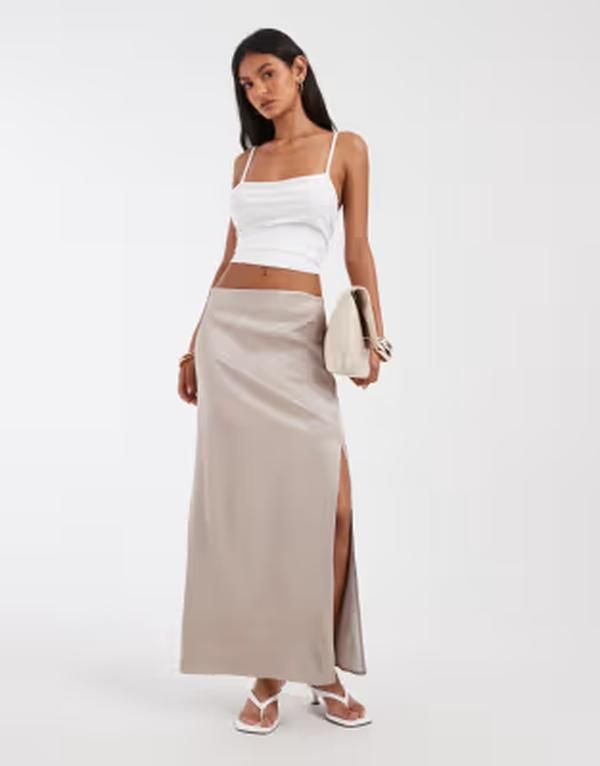 エイソス レディース ボトムスカート シアー マキシ ASOS DESIGN sheer split side maxi skirt part of a set Light Blue ブルー