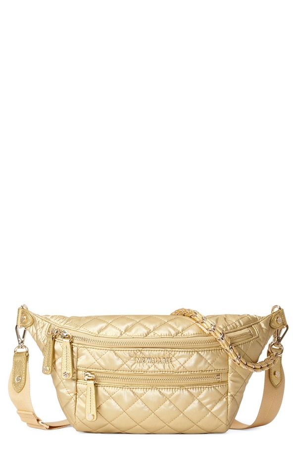 エムジーウォレス レディース バッグ キルティング ナイロン MZ Wallace Small Crosby Quilted Nylon Convertible Sling Bag LIGHT GOL