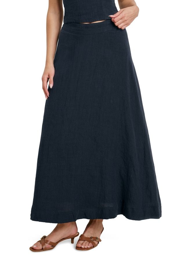 フェイバリット ドーター レディース ボトムスカート リネン マキシ Favorite Daughter There For You Linen Maxi Skirt NAVY ネイビー