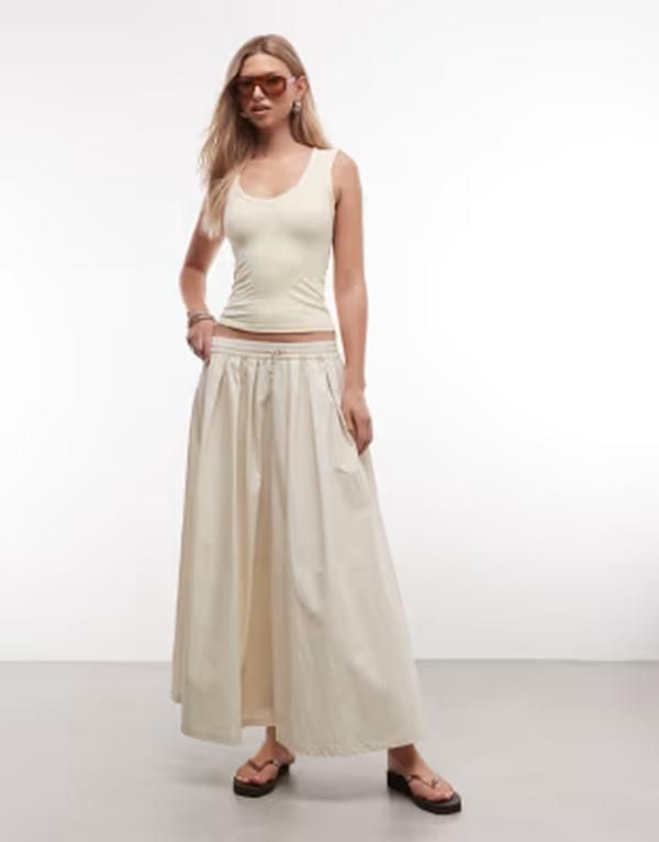 エイソス レディース ボトムスカート ミディ ASOS DESIGN volume midi skirt in cream クリーム