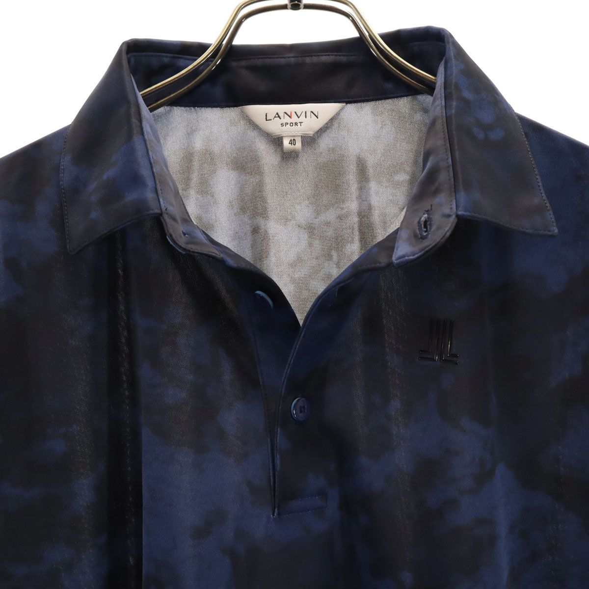 美品 LANVIN SPORT ランバンスポール 総柄 ゴルフ 半袖 ポロシャツ 40