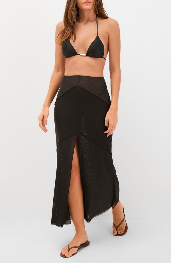 ヴィックス パウラ ハーマニー レディース ボトムスカート セミシアー メッシュ シアー マキシ ViX Paula Hermanny Taly Semisheer Mesh CoverUp Maxi