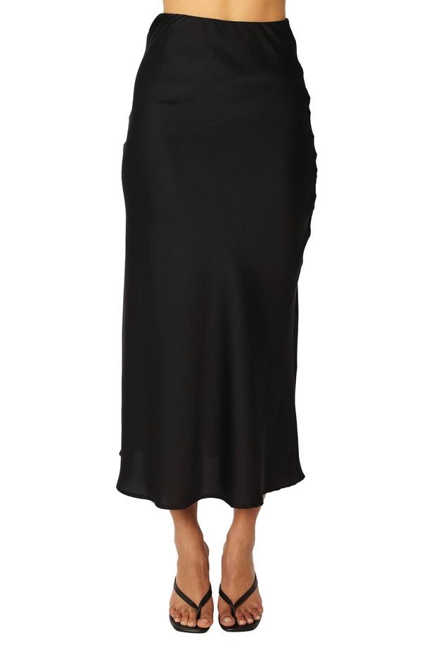 ペタルアンドパップ レディース ボトムスカート サテン マキシ Petal Pup Nellie Satin Maxi Skirt BLACK ブラック