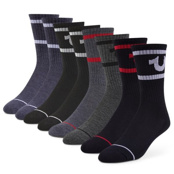 トゥルーレリジョン メンズ アンダーウェア 靴下 True Religion Mens 8 Pairs Crew Socks for Men Premium Athletic Mensockshoe