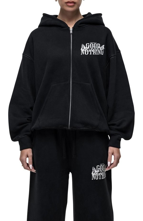 グッドフォーナッシング レディース アウター パーカー・スウェット Good For Nothing Dakota Black Zip up Hoodie Black ブラック