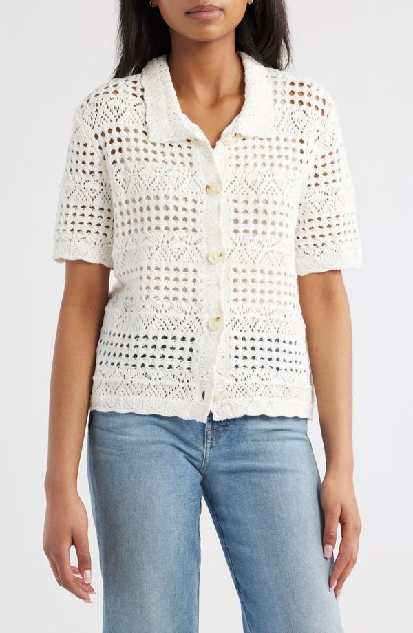 ビーチランチラウンジ レディース アウター パーカー・スウェット カーディガン ニット beachlunchlounge Penny Open Knit Short Sleeve Cardigan W