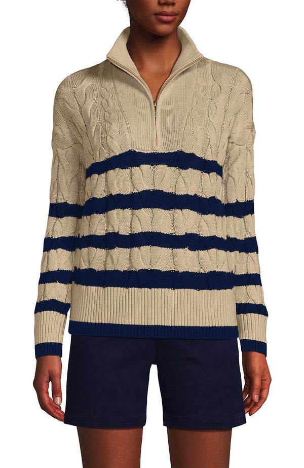 ランズエンド レディース アウター パーカー・スウェット ハーフジップチ セーター コットン Lands Endrifter Cotton Quarter Zipullover Sweater Pet