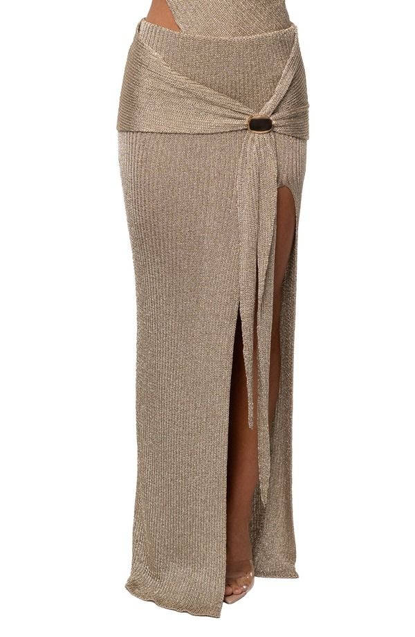 ジェイラックスレーベル レディース ボトムスカートール ニット マキシ JLUXLABEL Hazel Metallic Knit Maxi Skirt GOLD ゴールド 28,324円