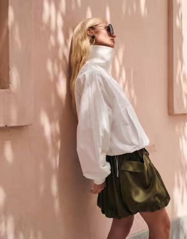 エイソス レディース ボトムスカート サテン ASOS DESIGN pocket detail satin bubble skirt Green グリーン