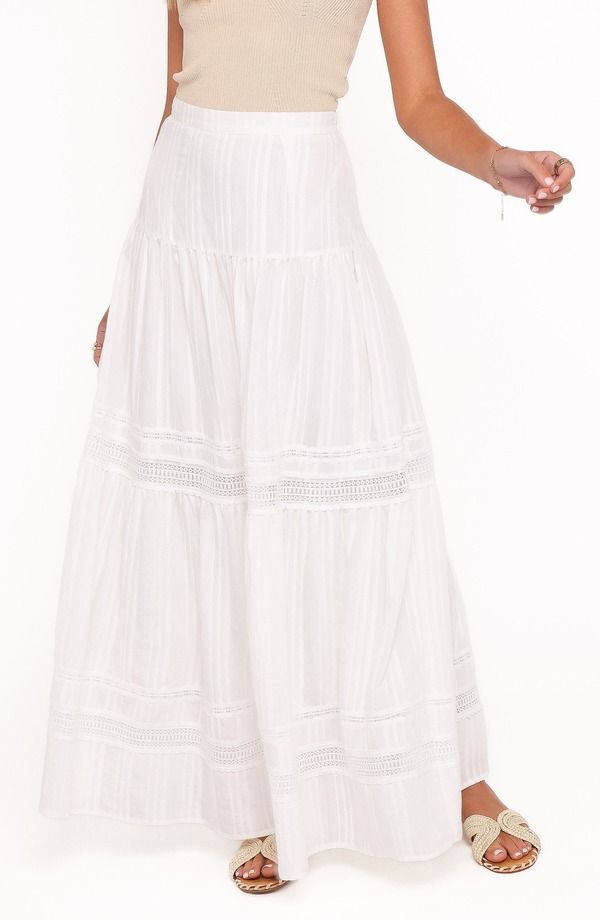 ペタルアンドパップ レディース ボトムスカート マキシ Petal Pupeony Maxi Skirt WHITE ホワイト