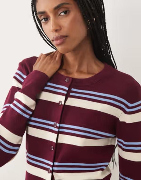 ジェイディーワイ レディース アウター カーディガン ニット JDY knit cardigan stripe Windsor wine ワイン
