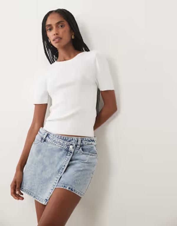 ジェイディーワイ レディース ボトムスカート デニム JDY denim skort in light Blue Denim デニム