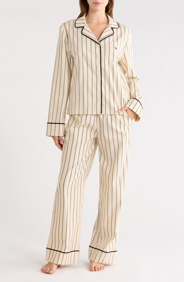 リフォーメーション レディース アンダーウェア ナイトウェア Reformation Coco Long Sleeve Pajamas ALMOND STRIPE ストライプ