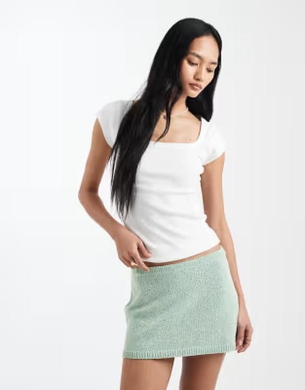 コットンオン レディース ボトムスカート ミニット Cotton sparkle knit mini skirt in matcha