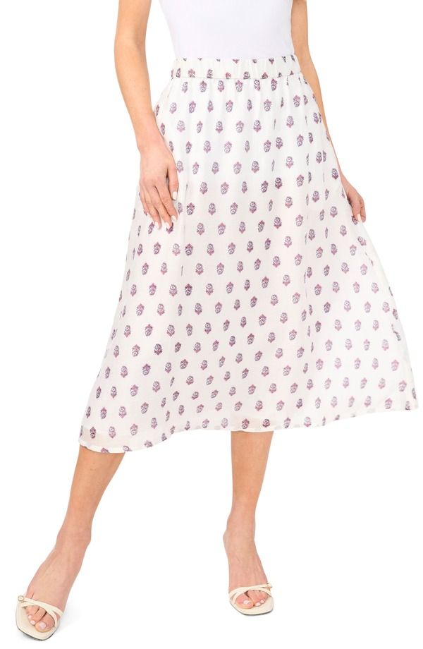ハロゲン レディース ボトムスカート プリント ミディ Halogen Print Midi Skirt CALYPSO CORAL コーラル