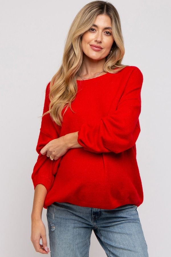 ピンクブラッシュ レディース アウター パーカー・スウェット ドロップショルダー セーター マタニティ PinkBlush Basic Drop Shoulder Sweater Maternity