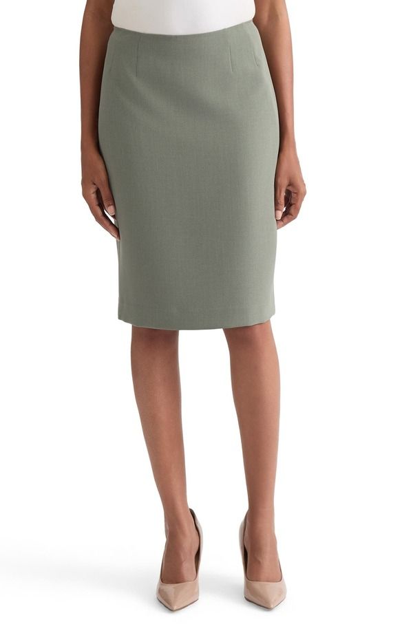 カスパール レディース ボトムスカート クレープ KASPER Stretch Crepe Slim Skirt DARK SEA STONE ストーン