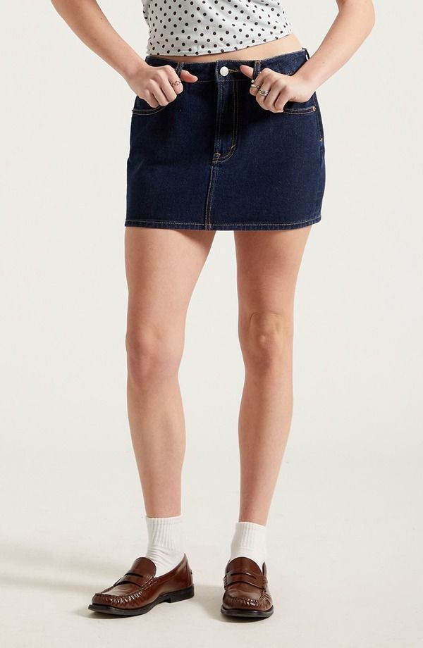 パクサン レディース ボトムスカート ミニ デニム PacSun Bella Mid Rise Deniminiskirt DARK INDIGO インディゴ