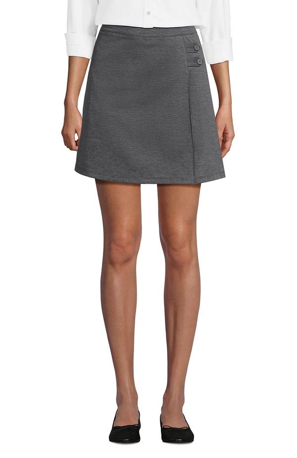ランズエンド レディース ボトムスカート A ライン Lands End Ponte A Line Skort Above the Knee Charcoal Heather チャコール