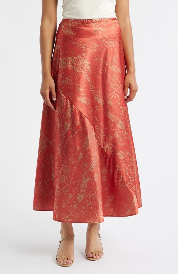 シティブルース レディース ボトムスカート プリント マキシ CITY BLUESavoy Print Bias Cut Maxi Skirt RUST COGNAC ラスト
