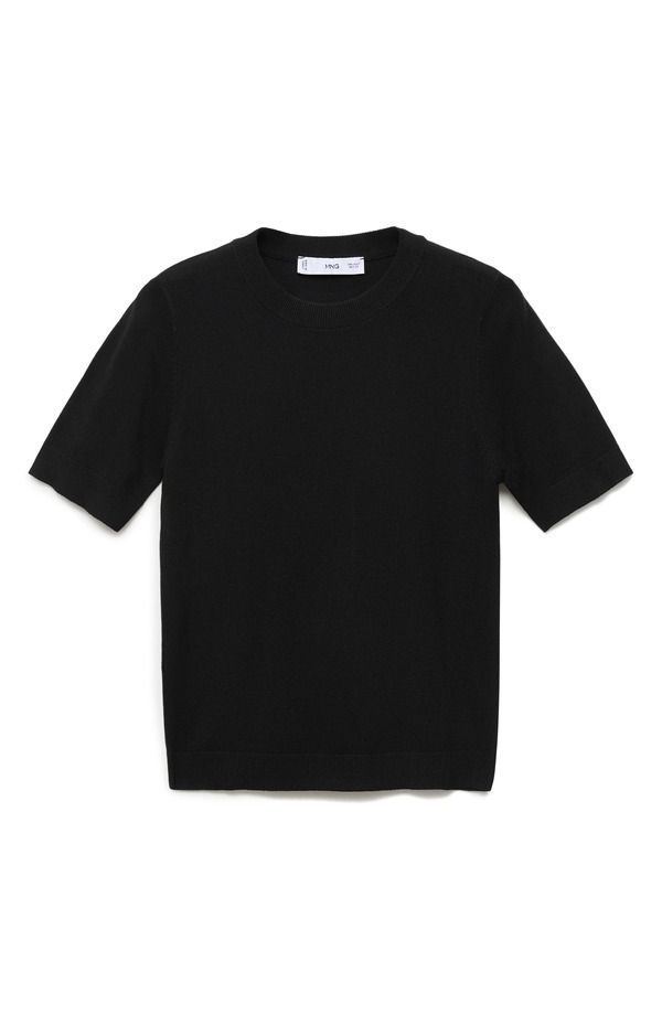 マンゴ レディース アウター パーカー・スウェット プラスサイズ セーター MANGO Short Sleeve Sweater Plus Regular BLACK ブラック