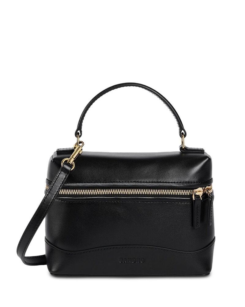 サンドロ レディース バッグ レザー Sandro Tangolino Leather Top Handle Bag Black ブラック