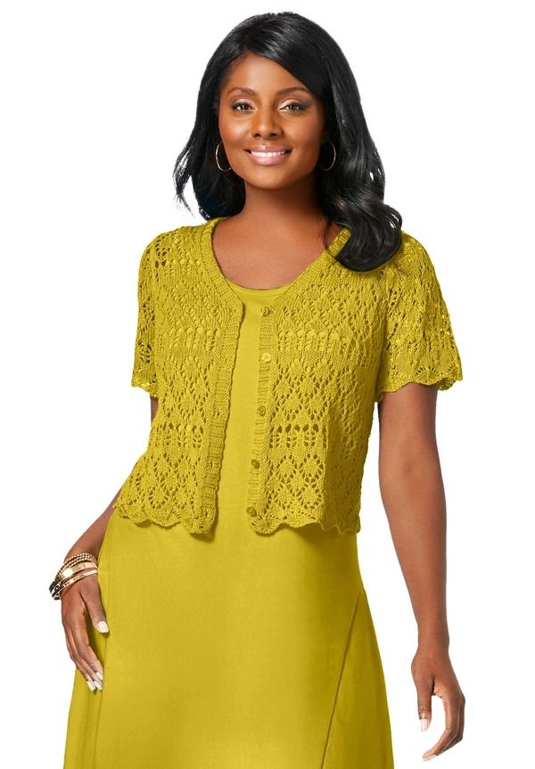 ジェシカロンドン レディース アウター パーカー・スウェット プラスサイズ Jessica London Crochet Shrug Plus Regular GOLDEN CITRUS