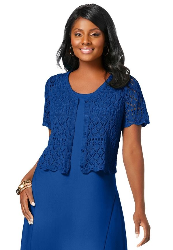 ジェシカロンドン レディース アウター パーカー・スウェット プラスサイズ Jessica London Crochet Shrug Plus Regular DARK SAPPHIRE サファイア