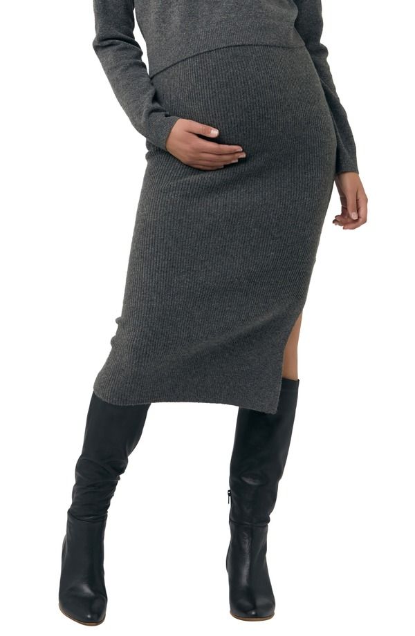 ライプマタニティ レディース ボトムスカート プチ ニット Ripe Maternity Dani Knit Skirt Maternity Petite CHARCOAL チャコール
