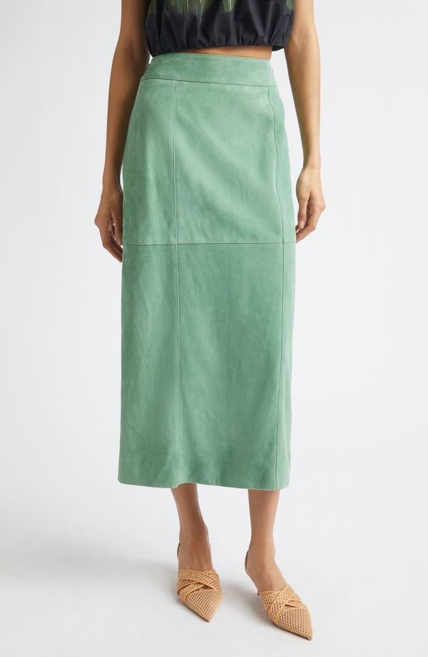 ウラ・ジョンソン レディース ボトムスカート スエード Ulla Johnson Orion Suede Pencil Skirt AVENTURINE