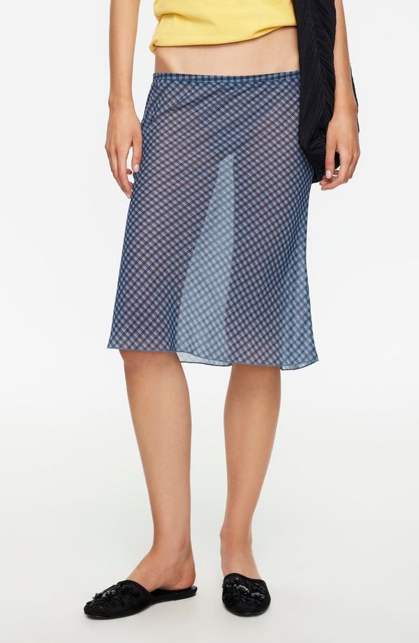 ライオネス レディース ボトムスカート シアー LIONESShoreline Sheer Check Skirt SMOKE CHECK スモーク