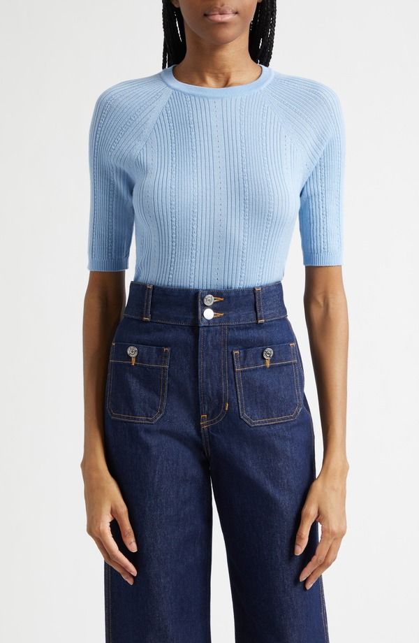 ヴェロニカ ベアード レディース アウター パーカー・スウェット リブニット Veronica Beard Brielle Raglan Rib Knitop BLUE JAY ブルー 36,920円