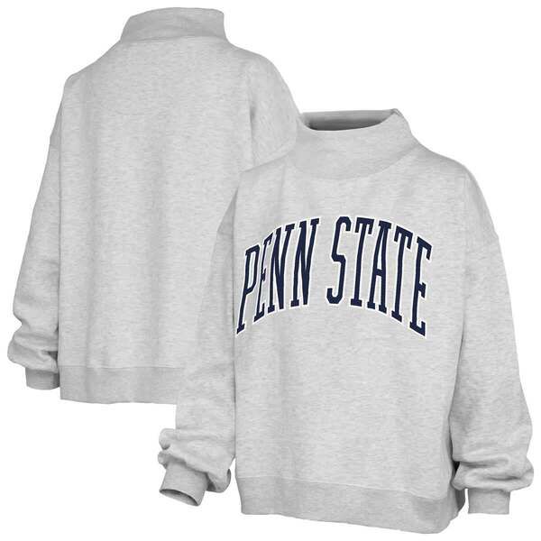 プレスボックス レディース アウター パーカー・スウェット モックネック シャツ Womens Pressbox Heather Gray Penn State Nittany Lions Overs