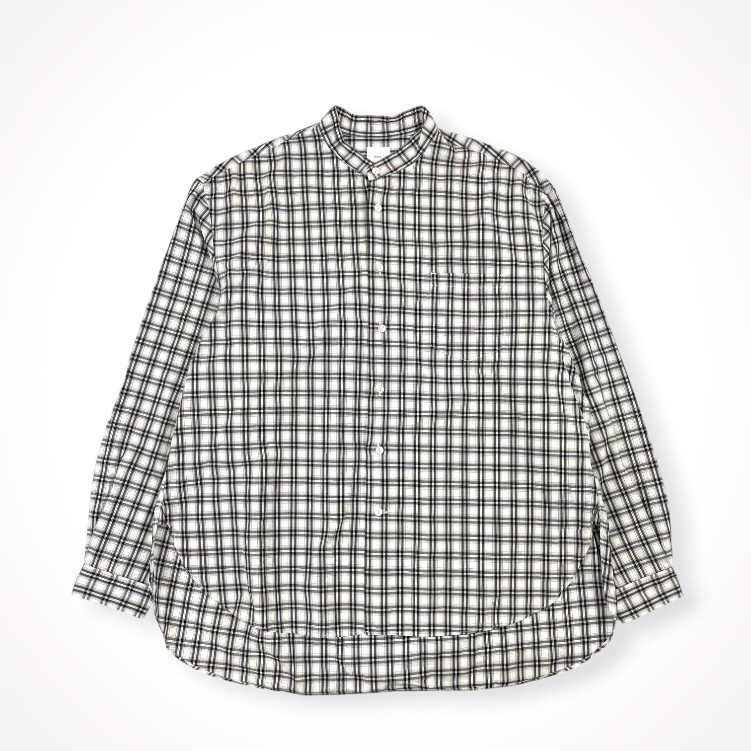 Name. / オーバーサイズノーカラーチェックシャツ 参考定価：30，000