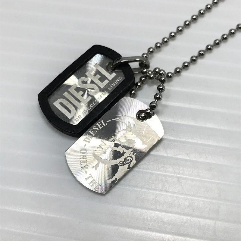 中古品】 DIESEL ディーゼル MINI DOUBLE DOG TAG NECKLACE DX0202040