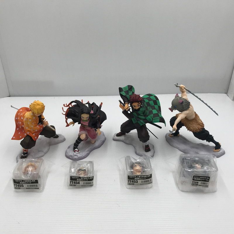 【中古品】 コトブキヤ ARTFX J 鬼滅の刃 フィギュア 竈門炭治郎 竈門禰豆子 嘴平伊之助 我妻善逸 4体セット 本体のみ 特典の表情替えパーツ付属 【051-260721-ti-01-tagh】