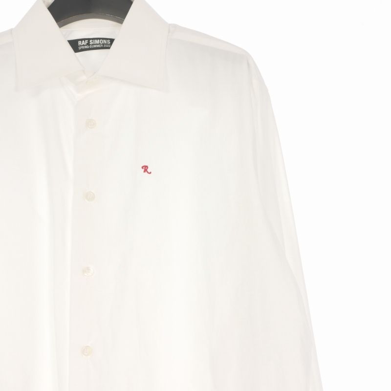 ラフシモンズ RAF SIMONS 22SS カフス ロゴ刺繍 ロングスリーブシャツ