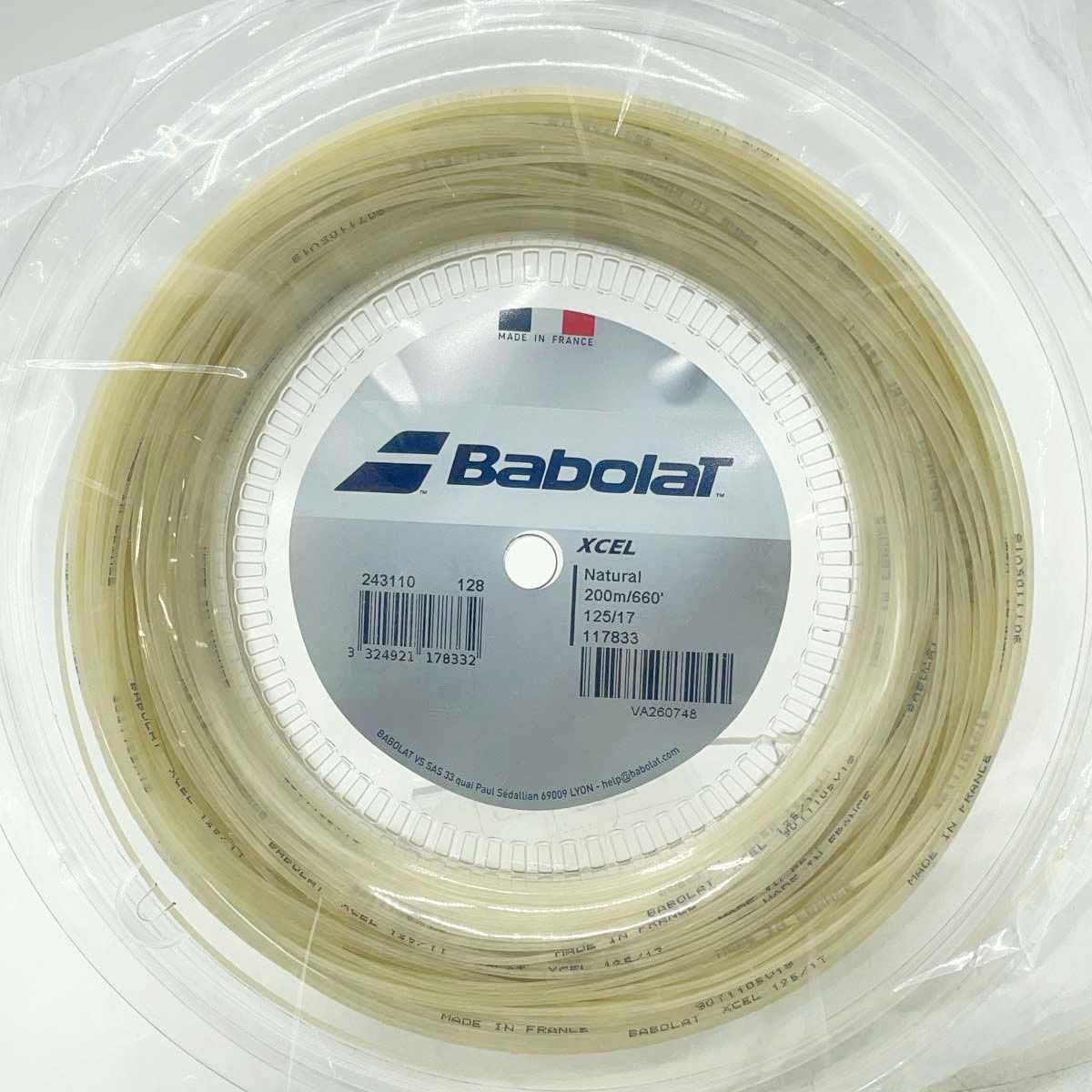 【未使用】バボラ XCEL エクセル 125 硬式 テニス ストリング ガット 200m ロール ナチュラル 243110 BABOLAT 1.25mm