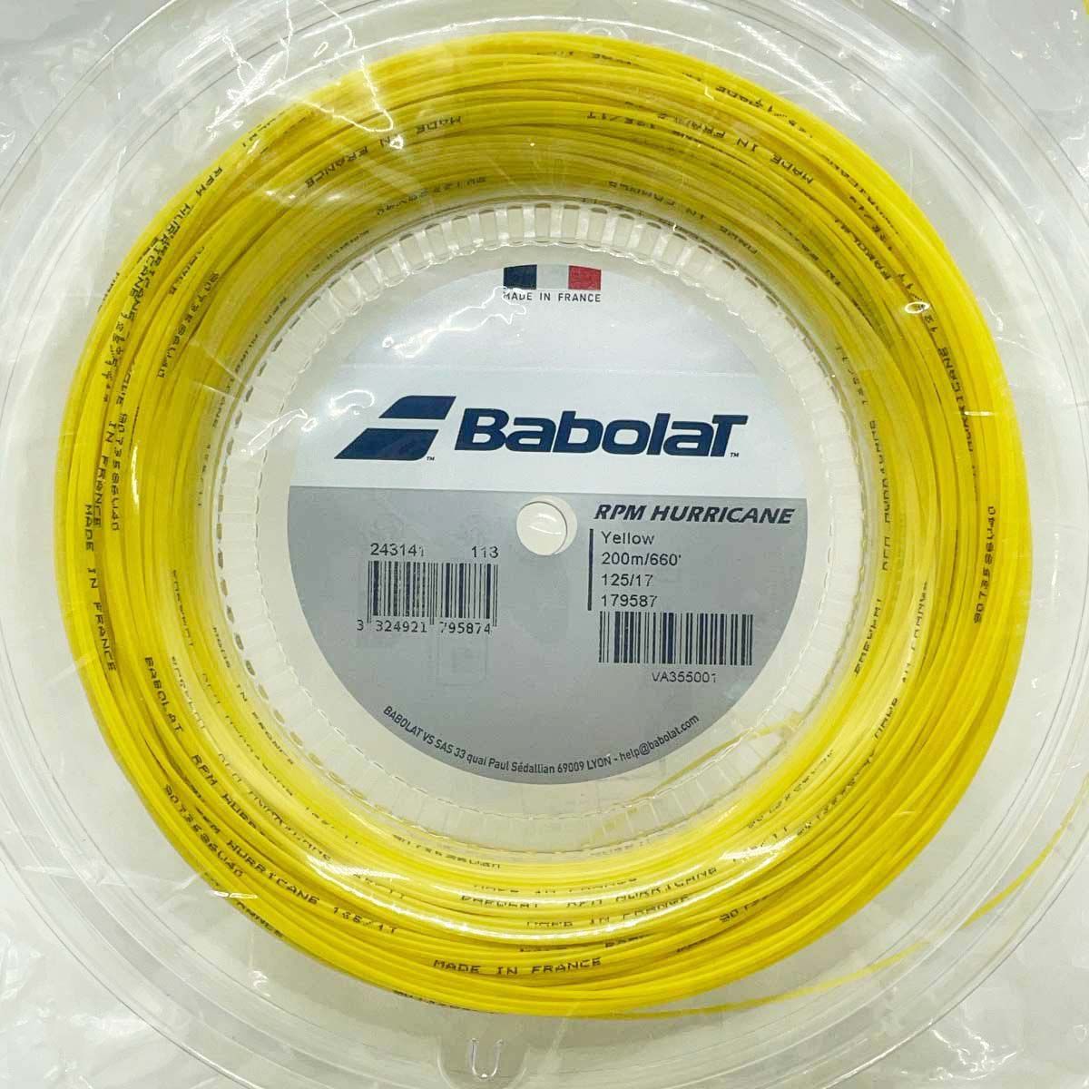 【未使用】バボラ RPM Hurricane 125 硬式テニス ストリング ガット 200m ロール イエロー 243141 BABOLAT 1.25mm 12,888円