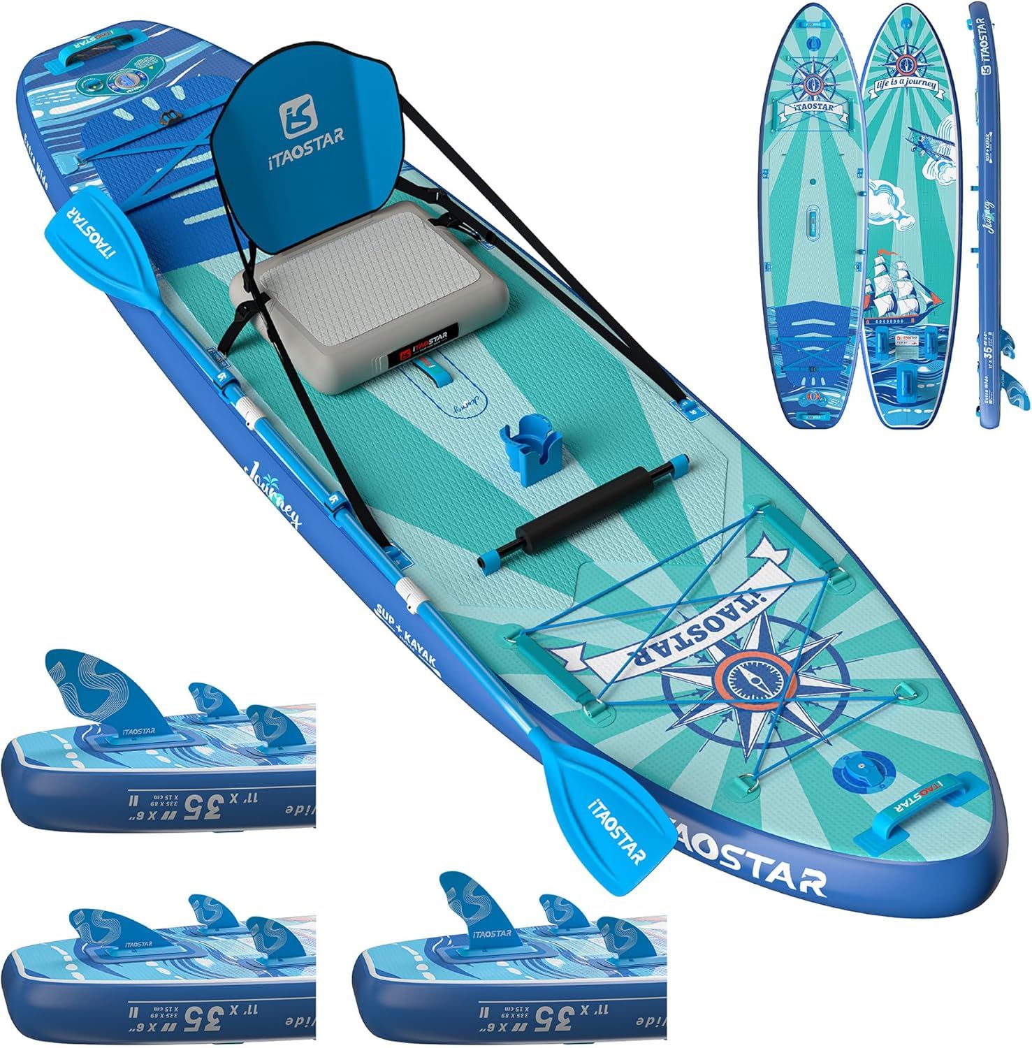 iTAOSTAR パドルボード 335cm×89cm エクストラワイド 高剛性 充気式 SUPボード 子供～大人 全スキルレベル対応 カヤック変身可 カメラマウント付