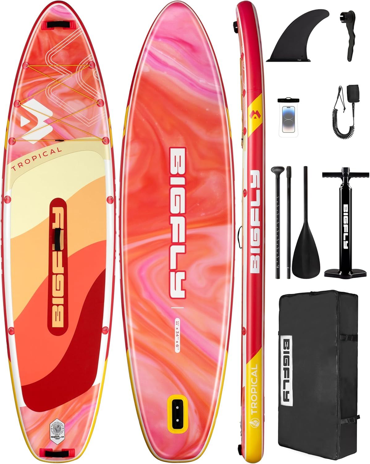 BIGFLYインフレータブルパドルボード 11'x34